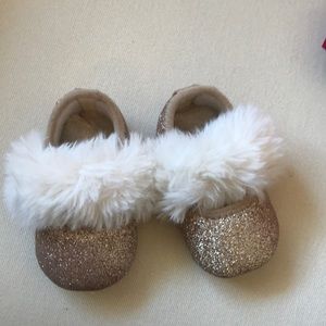 Ugg Gold Glitter Faux Fur Infant Shoes